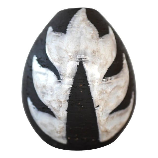 Vintage Danish Pottery Vase with Graphic Monochrome Design and Glazing from Helge Österberg For Sale