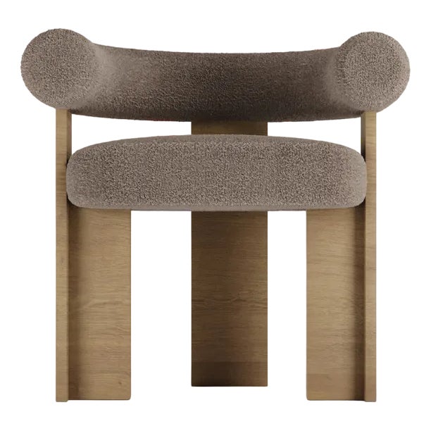 Collector Modern Cassette Chair Fully Upholstered in Bouclé Brown Fabric by Alter Ego For Sale