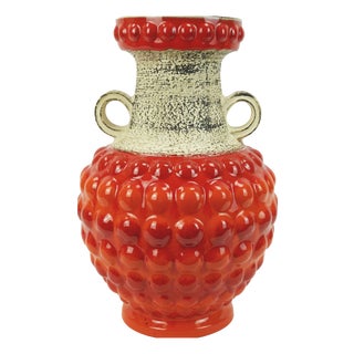 Model 65 45 WGP Vase Bubble Decor Red and Orange by Bay Keramik, 1960s For Sale