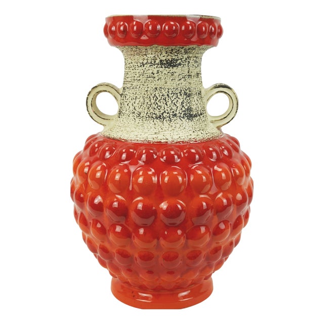 Model 65 45 WGP Vase Bubble Decor Red and Orange by Bay Keramik, 1960s For Sale