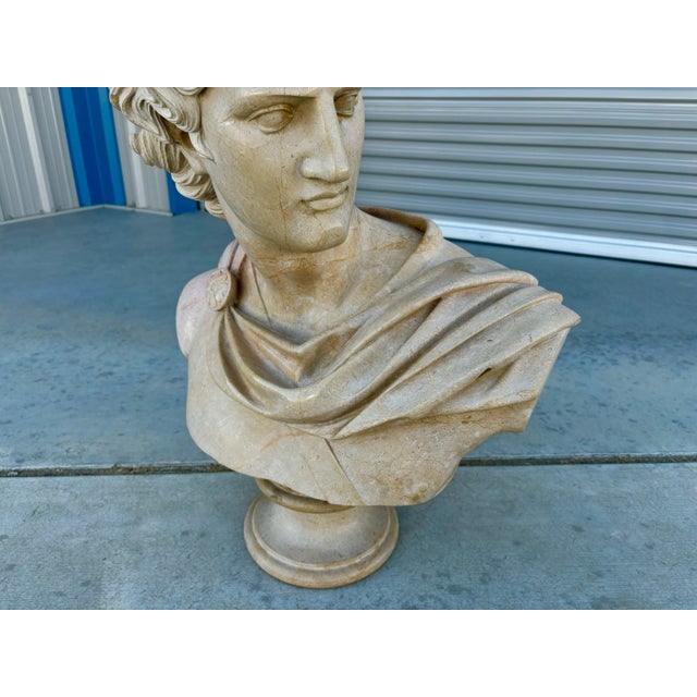 Vintage Classical Style Marble Bust of Apollo For Sale - Image 4 of 12