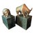 1980’s Bull & Bear Market Brass & Marble Bookends- Set of 2 For Sale