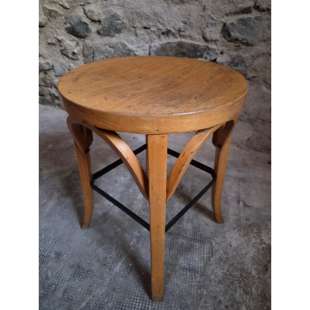 Vintage Baumann Bistro Chairs and Ottoman, France, 1950s, Set of 5 For Sale - Image 4 of 18