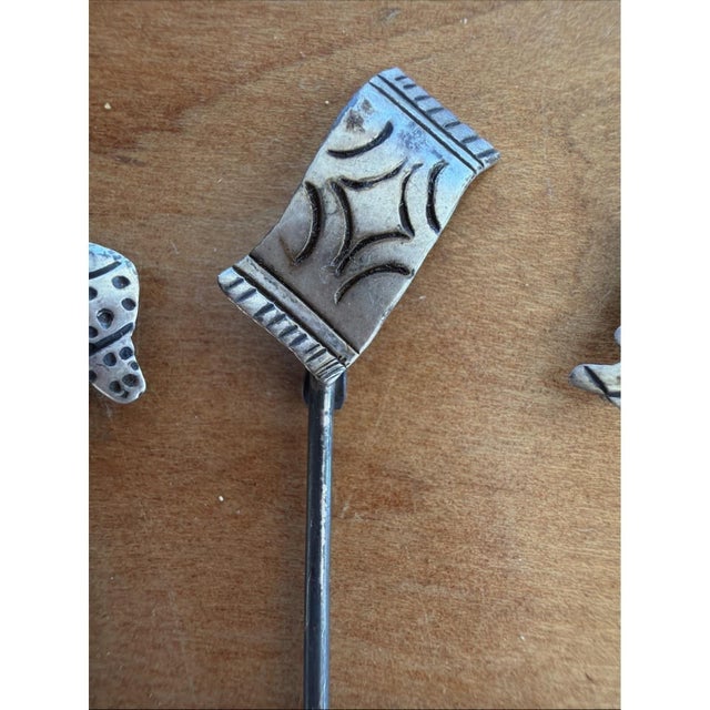 Vintage 925 Sterling Silver Figural Cocktail Picks – Man, Drum, Blanket & House For Sale - Image 4 of 9