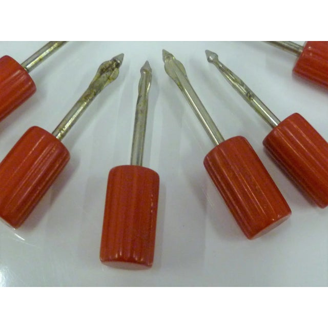 Mid-Century Modern MidCentury Red Bakelite Kob Knobs 1930s Corn Cob Holders Set of 12 For Sale - Image 3 of 4