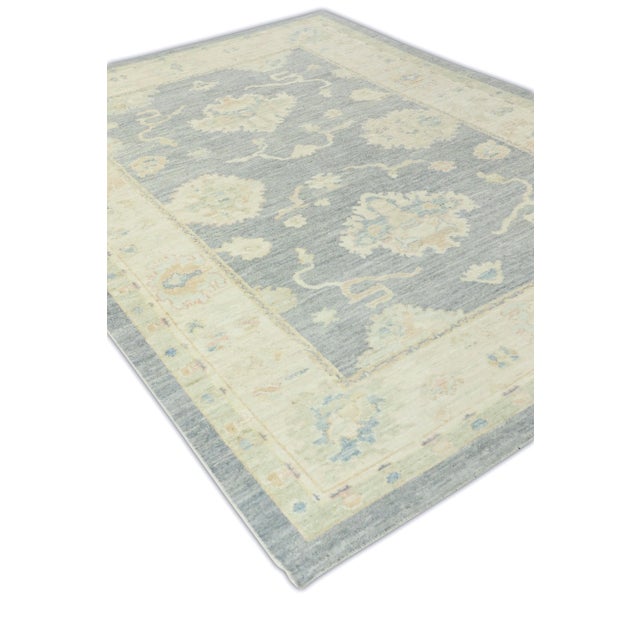Cool Coral Reef Gray Multicolor Handwoven Turkish Oushak Rug 7' X 10' For Sale - Image 4 of 7