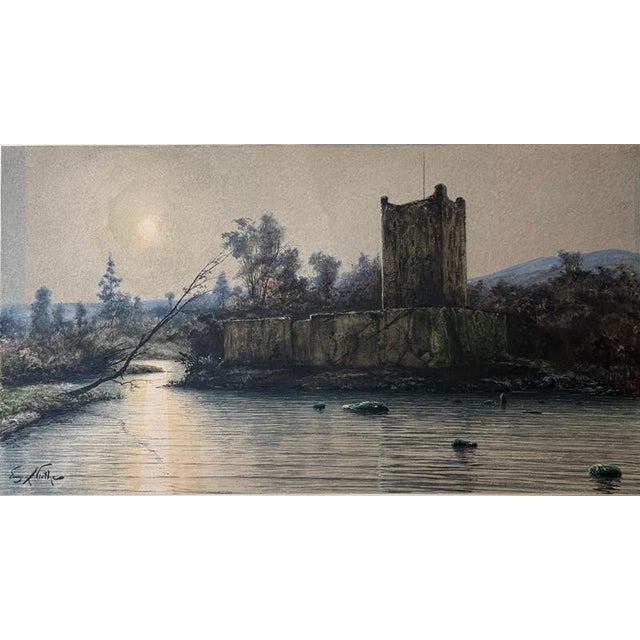 Eugen Niethe, Scottish Landscape, Threave Castle, 1900, Watercolor, Set of 2 For Sale - Image 13 of 17