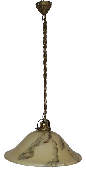 Vintage German Pendant Lamp with Marbled Glass Shade, 1920s