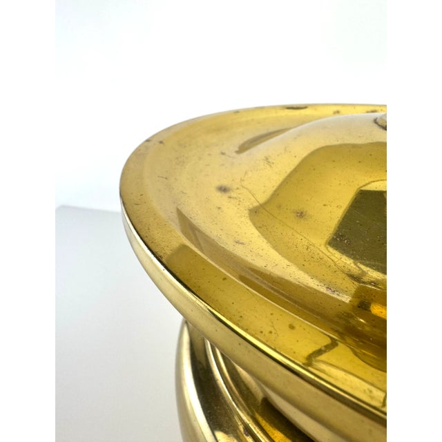 Brass Vintage Brass Urn Table Lamp With White Drum Shade and Pineapple Finial For Sale - Image 8 of 12