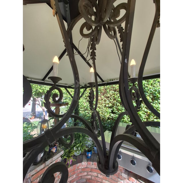 1970s Spanish Revival Wrought Iron Chandelier For Sale - Image 10 of 12