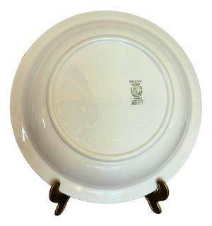 Large Antique Josselin Bowl with Red Stencil Rose Pattern from Sarreguemines, 1920