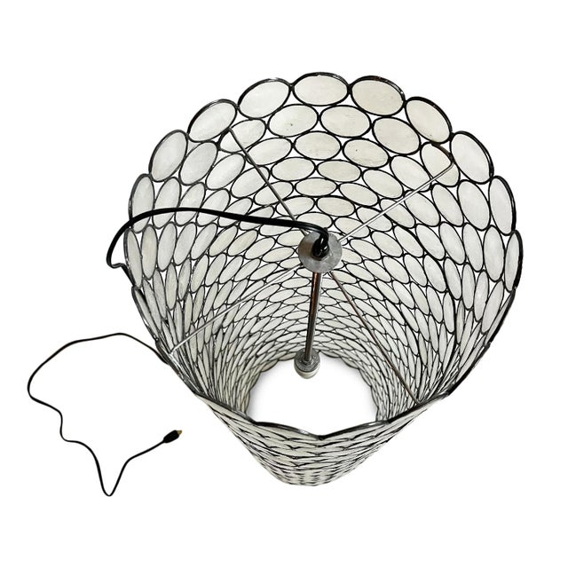 2020s Capiz Circle Cylinder Pendant Light For Sale - Image 5 of 9