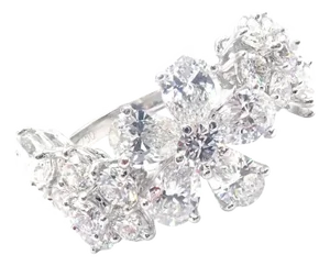 Van Cleef & Arpels Folie Des Pres Diamond Flower White Gold Ring Size 6