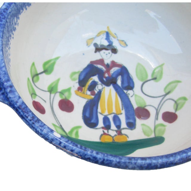 Cream French Quimper Faience Pottery, Set of 3 For Sale - Image 8 of 9