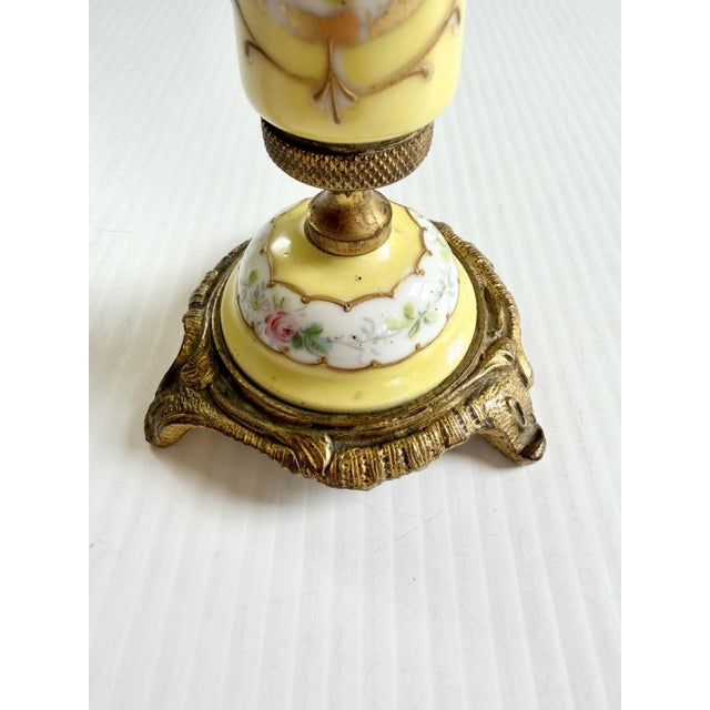 Victorian Antique Victorian Signed Porcelain & Brass Sevres Candle Holder, Painted Lady For Sale - Image 3 of 14