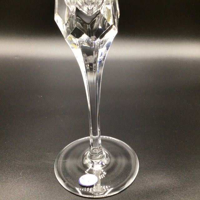 Pair of Very Tall Bohemia Crystal Art Glass Champagne Flutes With Original Box For Sale - Image 13 of 13