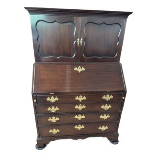Mid 20th Century Kittinger Cw 1 Mahogany Slant Front Chippendale Style Secretary. Desk For Sale