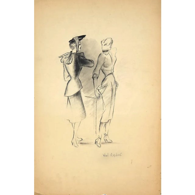 Fashion FIgure is an original artwork realized by Andrè Wal, in 1940s. Beautiful Lithograph on ivory paper. Good...