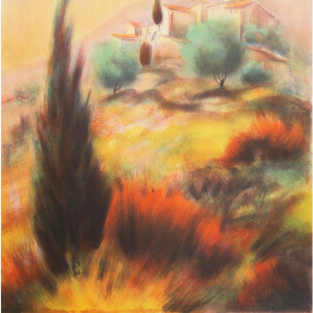 Yellow 'Provençale Landscape' by Victor Zarou, French Post-Impressionist, Academie Julian For Sale - Image 8 of 9