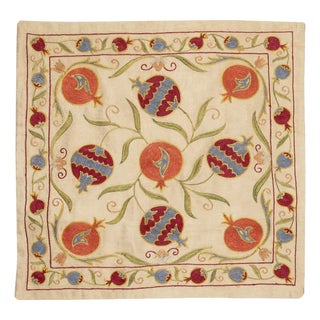 20"x20" 100% Silk Pillow Cover. Embroidered Throw Cushion. Handmade Lace Pillow For Sale