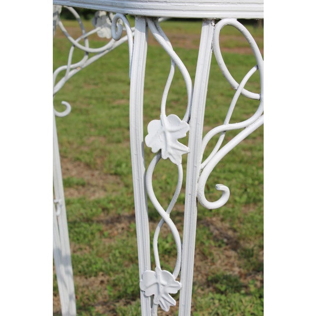 Wrought Iron Patio Set—Four Armchairs and a Table With a Glass Top For Sale - Image 12 of 18