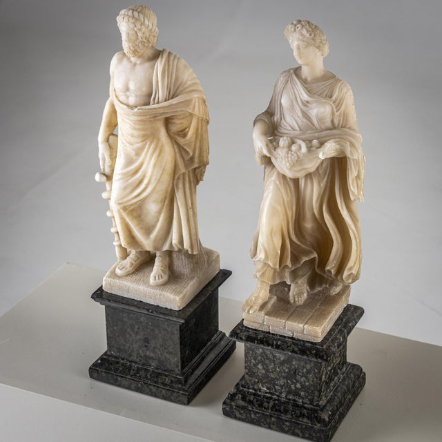 Figurative Sculptures, Late 19th Century, Alabaster, Set of 2 For Sale - Image 4 of 18