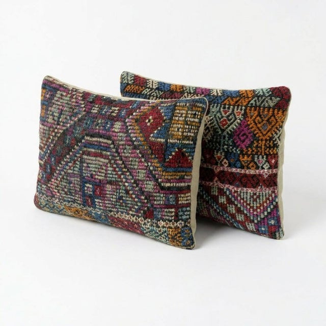 This beautiful 13'' x 20'' & 15'' x 24'' Turkish Kilim pillow cover set was made from authentic handwoven flatweave kilim....