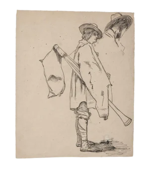 Bassoon Player, 19th Century, Ink