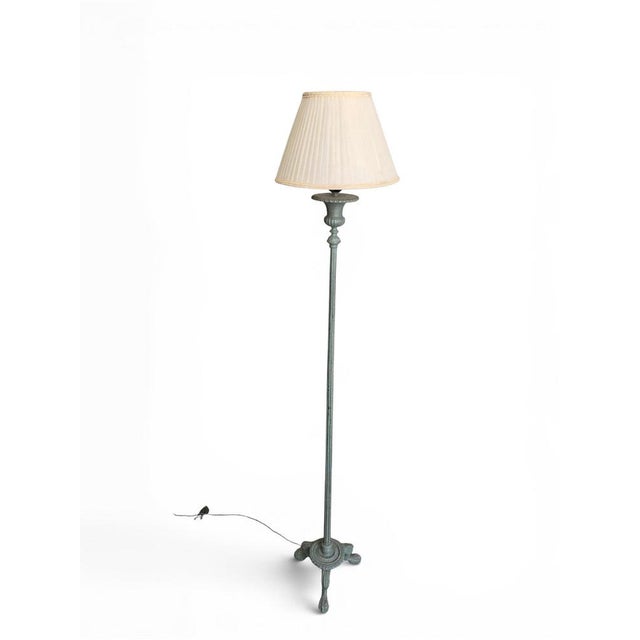 Romanesque Revival Bronze Floor Lamp with Archaeological Green Patina, 1950s For Sale - Image 11 of 12