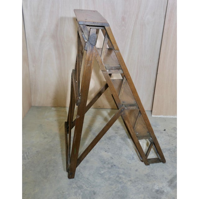 Brown Victorian Alhathlat Shop Step Ladder, 1890s For Sale - Image 8 of 8