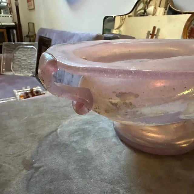 1970s Pink Scavo Murano Glass Oval Bowl by Cenedese For Sale - Image 13 of 15