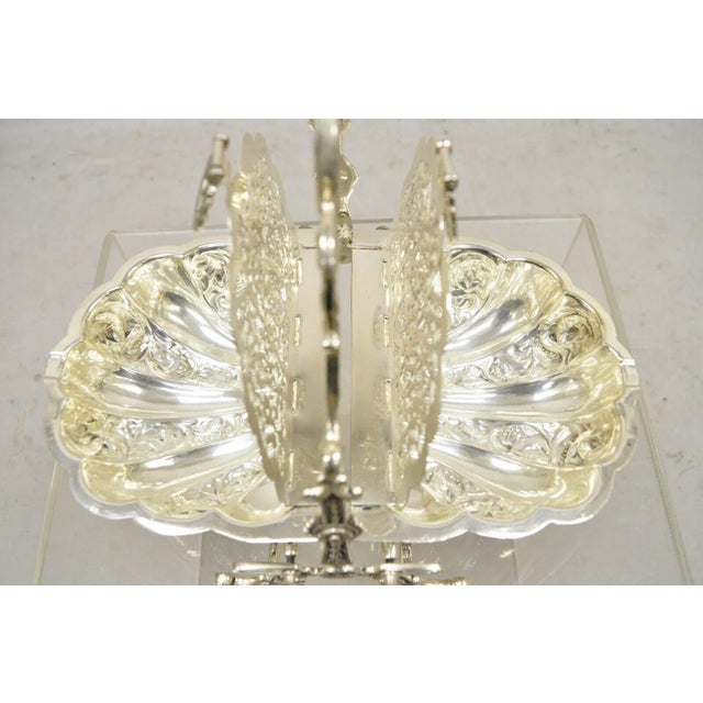Vintage Andrea by Sadek Victorian Style Silver Plated Clam Shell Biscuit Box For Sale - Image 9 of 12