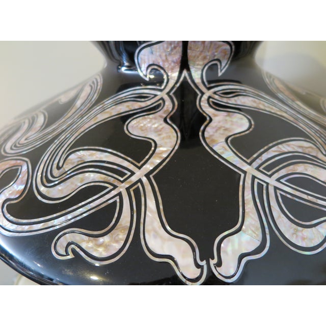 Late 20th Century Mother of Pearl and Black Lacquer Decorative Vase For Sale - Image 4 of 9