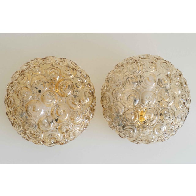 Mid-Century Modern Vintage Bubble Glass Flush Mounts attributed to Helena Tynell, 1960s, Set of 2 For Sale - Image 3 of 15