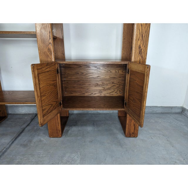 Wood 1970s Cerused Oak Modular Wall Unit Shelving or Room Divider by Lou Hodges for California Design Group For Sale - Image 7 of 8