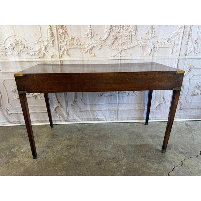 Antique English Campaign Console Desk - 3 Drawer Military Writing Table For Sale - Image 13 of 16