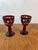 AntiquevEtched Red Cranberry Decanter Set With 2 Glasses For Sale - Image 9 of 10