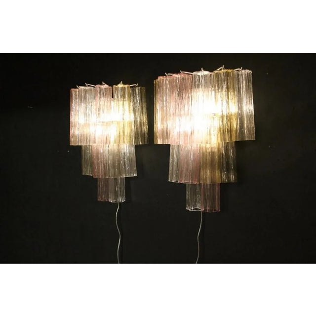 Pink Pink, White, Yellow and Smoked Color Tronchi Wall Lights in the style of Venni, 2000s, Set of 2 For Sale - Image 8 of 13