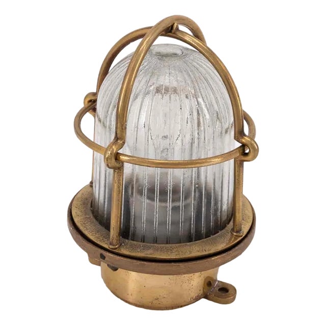 Small Brass and Glass Wall Lamp For Sale