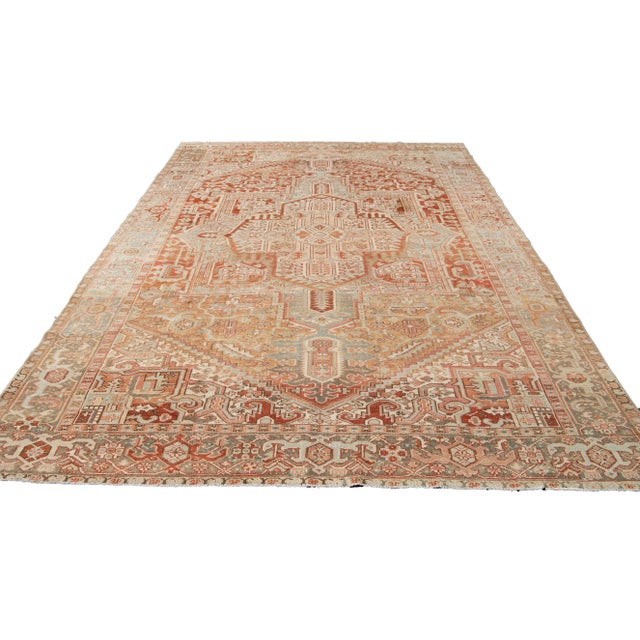 Vintage Persian Heriz Wool Rug For Sale - Image 12 of 13