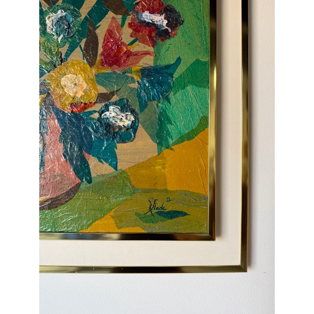 1980s Rhonda Mixed Media Floral Still Life Oil on Canvas Painting – Signed For Sale - Image 9 of 12