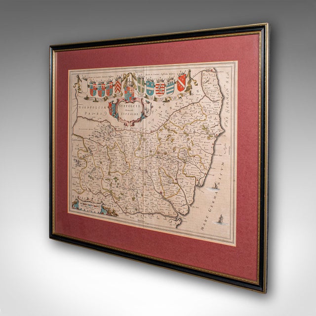 English Antique Suffolk County Map, Dutch, Atlas Novus, Joan Blaeu, Cartography, c.1645 For Sale - Image 3 of 12