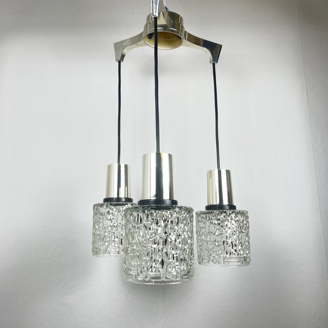 Three-Light Cascade Pendant Lamp in Glass, 1970 For Sale - Image 6 of 12