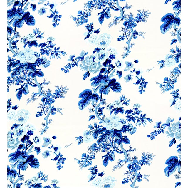 Sample - Schumacher Pyne Hollyhock Wallpaper in Indigo For Sale