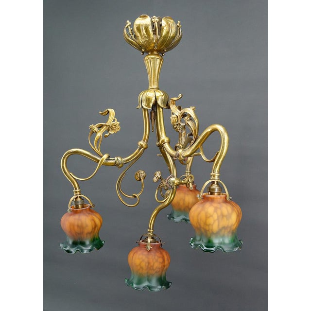 Art Nouveau Chandelier in Gilt Bronze, 1890 For Sale - Image 16 of 18