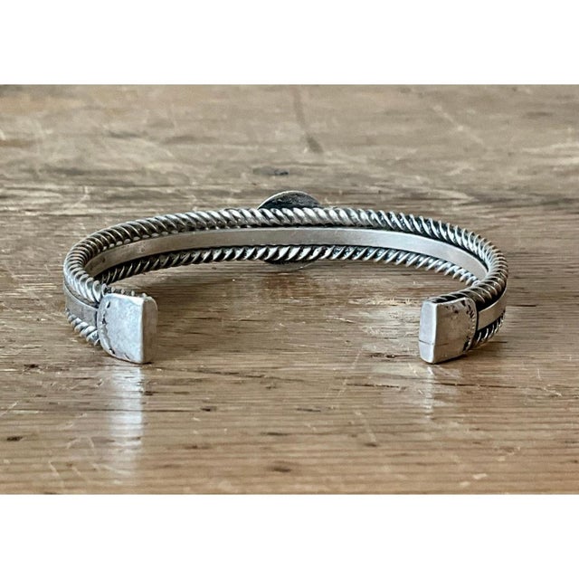 Vintage Navajo Turquoise Sterling Silver Cuff For Sale - Image 11 of 12