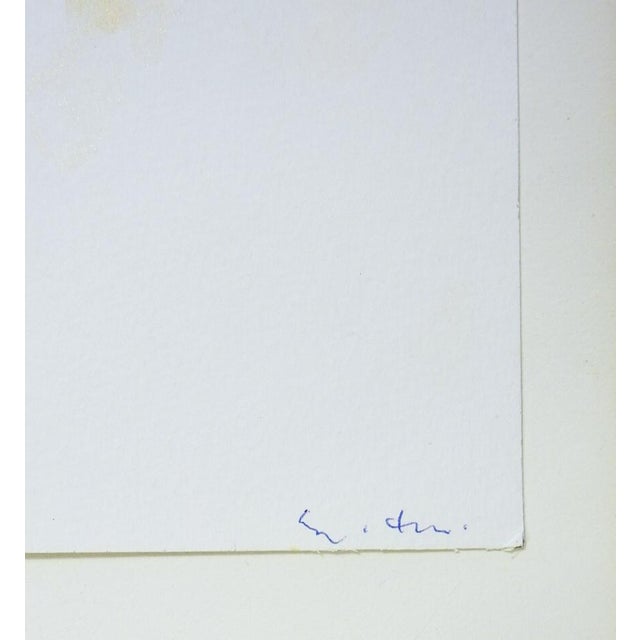 Modernist 1998 pink and green watercolor on paper portrait painting by Eva Bouzard-Hui (1936-2023) New Jersey. Signed...