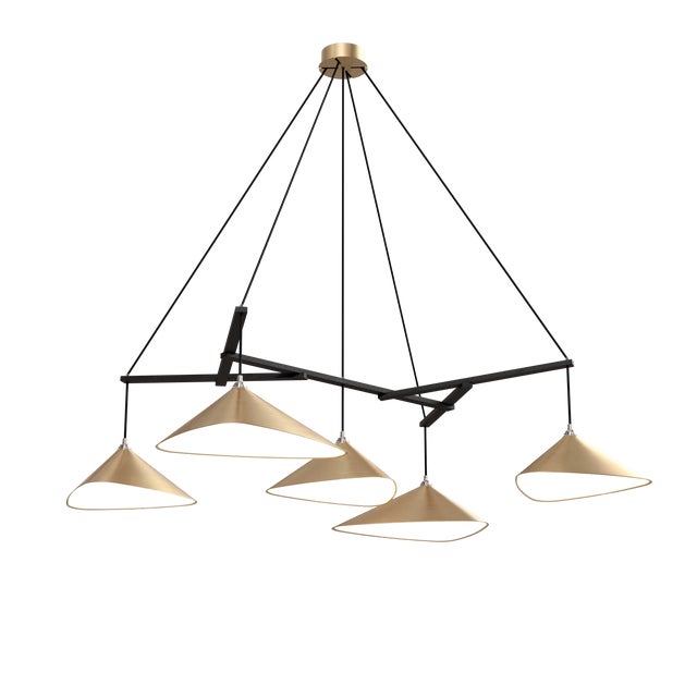 Not Yet Made - Made To Order Emily Group of Five Pendant Light in Gold Metallic Tone by Daniel Becker for Moss Objects For Sale - Image 5 of 5