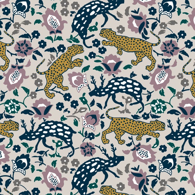 Not Yet Made - Made To Order Norah Platform Bed in Mustard Plum Leopard, King For Sale - Image 5 of 6