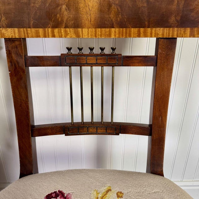 Vintage Neoclassical Needlepoint Splat-Back Chair For Sale - Image 4 of 11